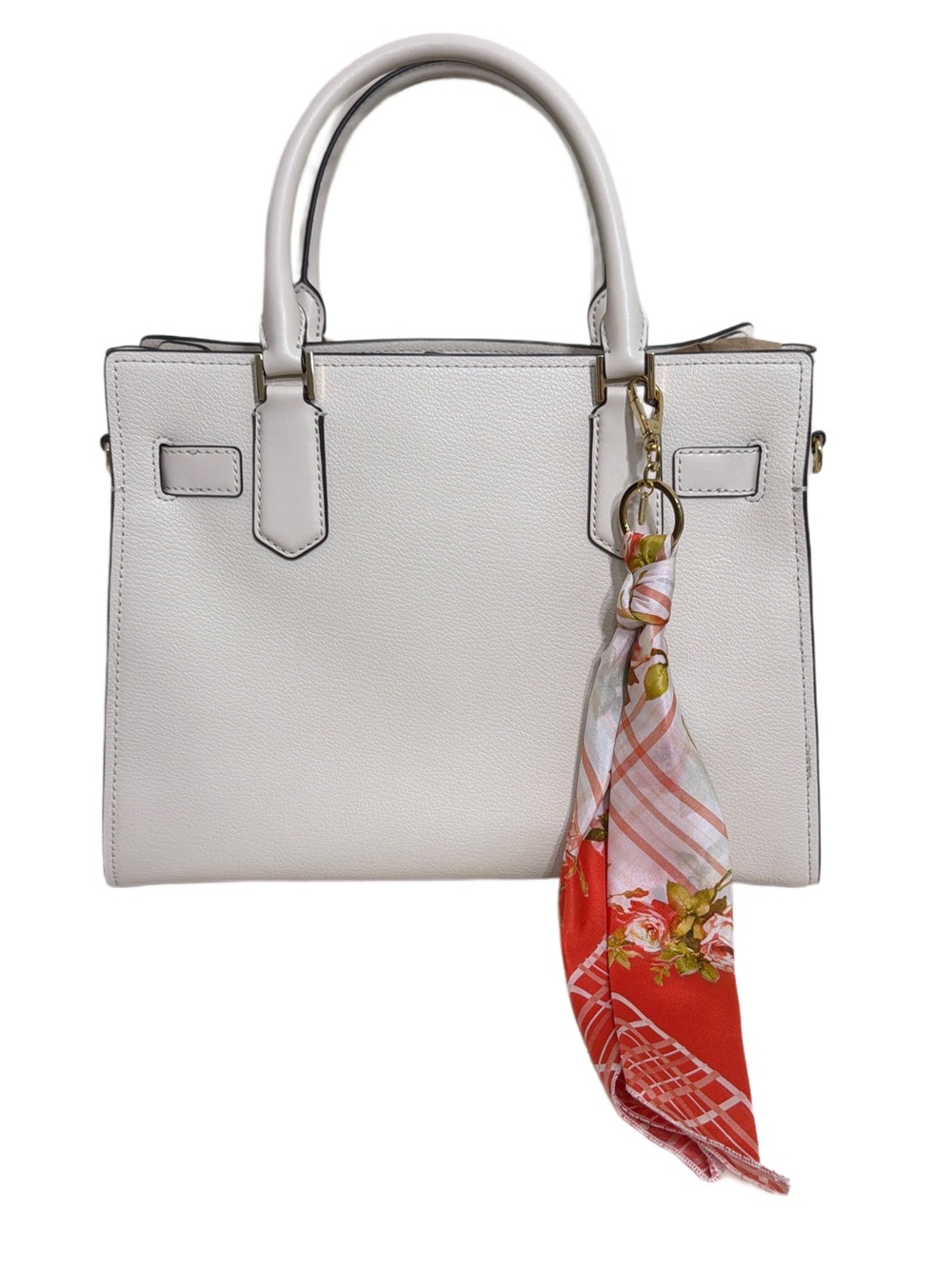 Johnny Was Zoila Silk Scarf Key Clip/Bag Charm-Orange Scarf w/Gold Hardware